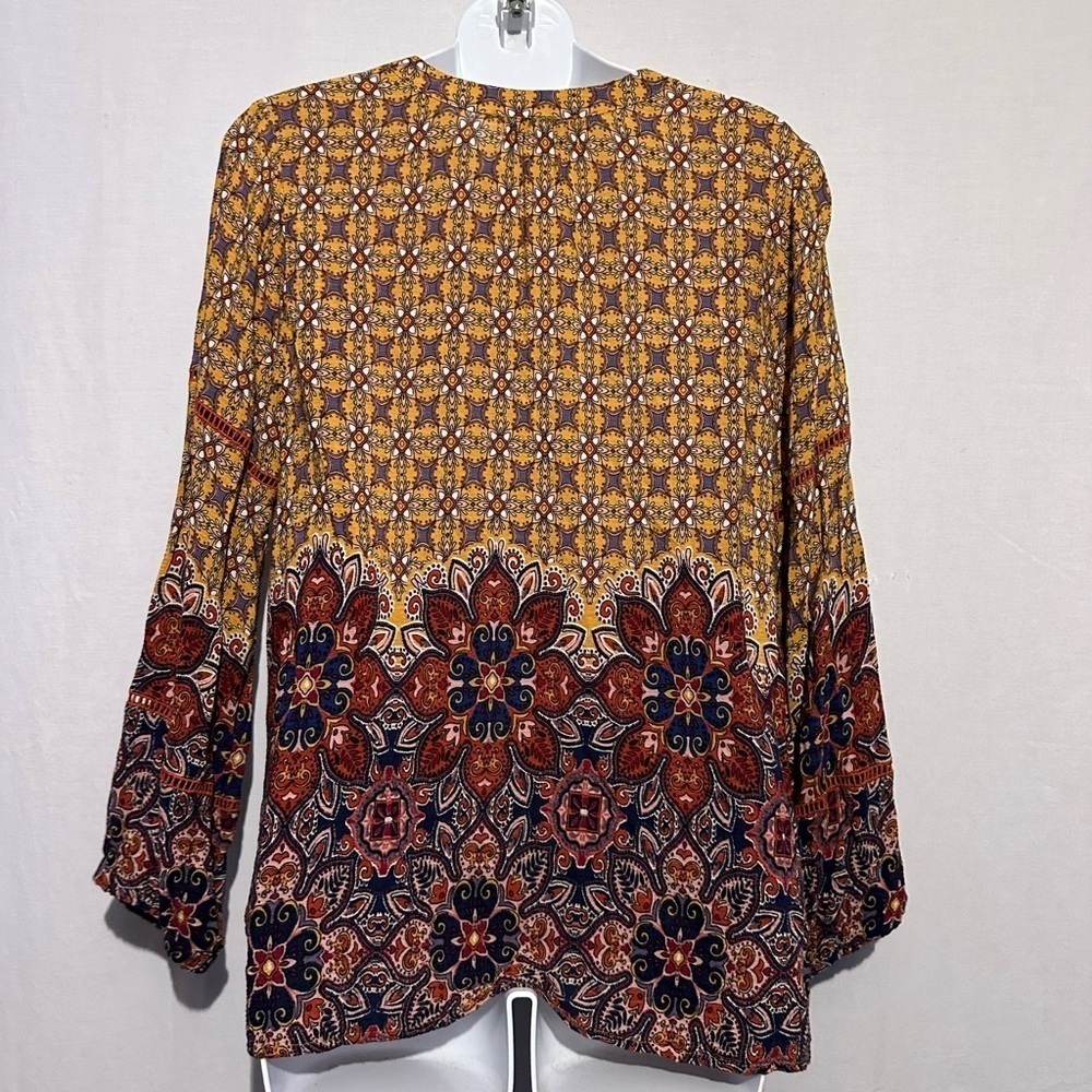 New Directions Multicolored Long Sleeve Blouse Petite Large - Picture 2 of 3